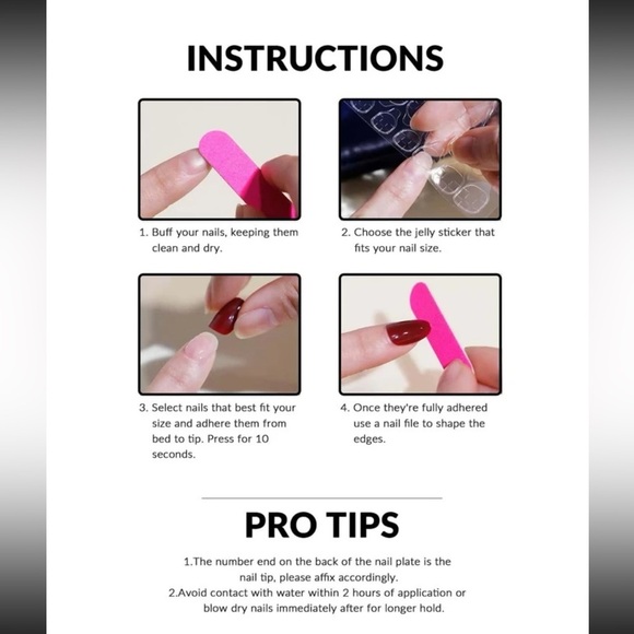 NIB 24 pcs Long Coffin Fake Nail & 1pc Nail File & 1 sheet Tape - Picture 5 of 9